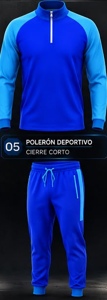Polerón deportivo con cierre corto